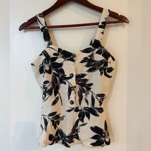 Monteau Black and Cream Floral Blouse